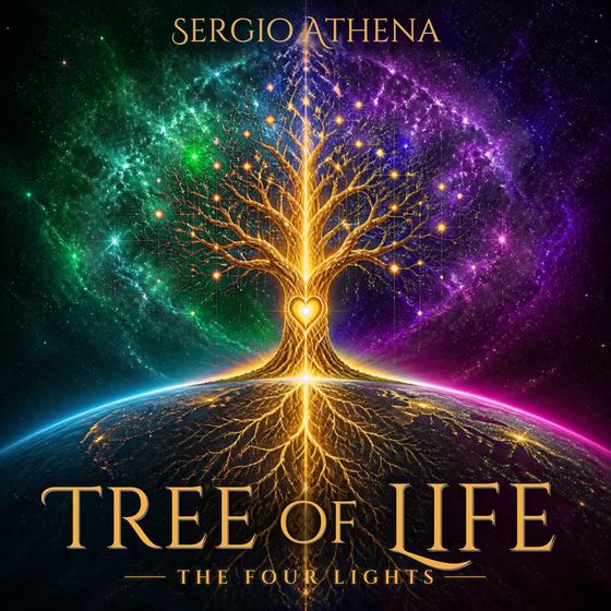 Tree of Life, The Four Lights cover: a golden tree of light with a glowing heart